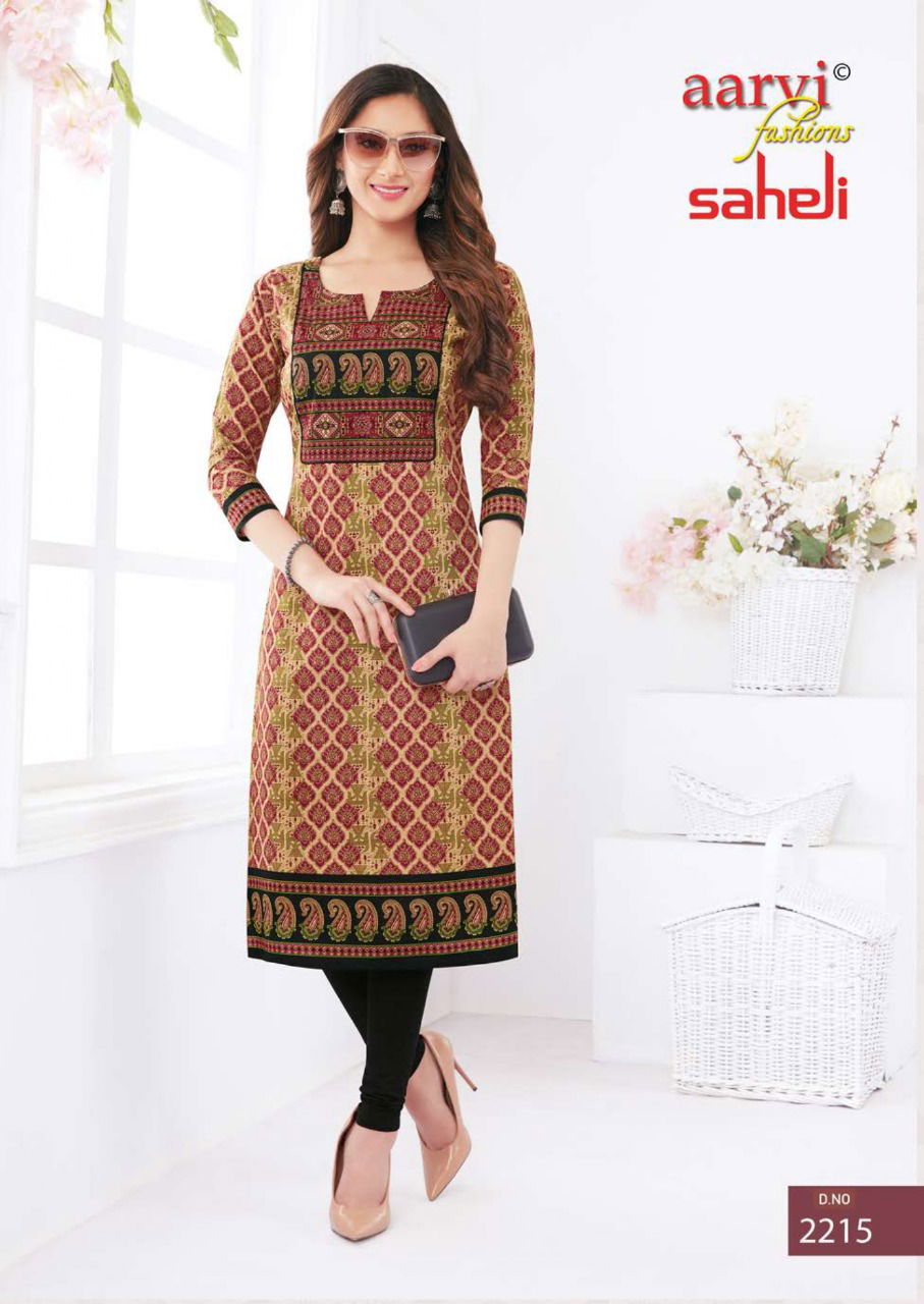 Aarvi Fashion Saheli 12 Casual Wear Cotton Printed Kurti Collection